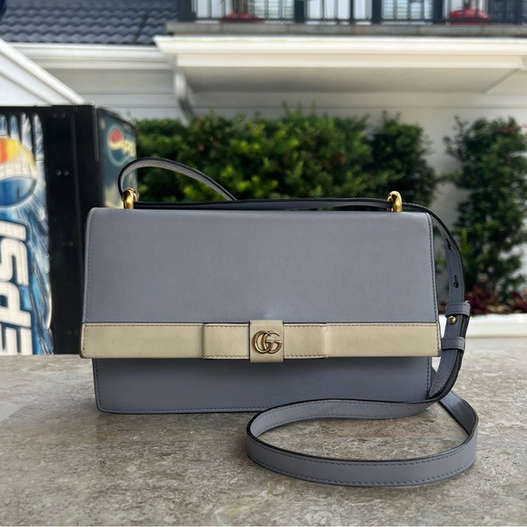 Gucci Handbags - Gucci Blue Marmont Leather Shoulder Bag White Cream Light blue